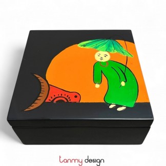 Square lacquer box  15*H6 cm ( different designs )